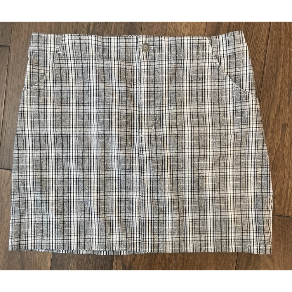 Hollister Ultra High Rise Mini Skirt size Large Black/White Plaid Stretch 90's